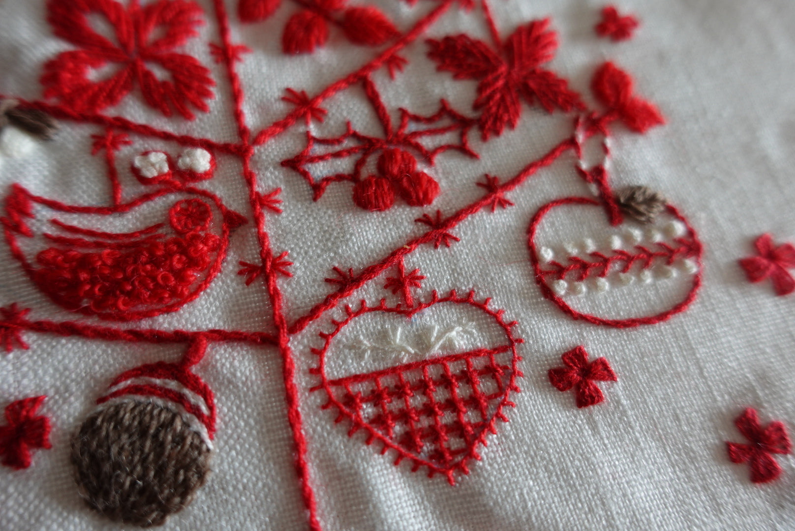ヒトハリのクリスマスツリー刺繍