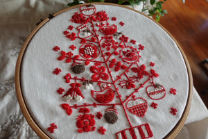ヒトハリのクリスマスツリー刺繍